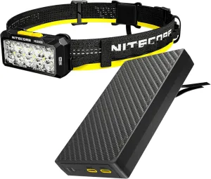 Nitecore HU2000 2000 Lumen Workheadlamp, Bundle with NB20000 20,000mAh Power Bank with White and Red LEDs