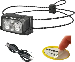 Nitecore NU25 MCT UL 400 Lumen Ultralight USB-C Rechargeble Outdoor Headlamp with Multiple Color Temperatures Warm Natural, Cold Lights and Red Light (Elastic Cord, Black)