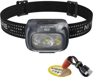 Nitecore NU31 Headlamp, Grey, 550 Lumen LED USB-C Rechargeable with White and Red Beams (Grey)