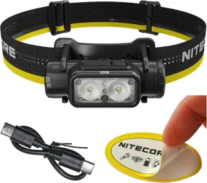 Nitecore NU53 1800 Lumen Headlamp, USB-C Fast Charging Long Runtime Lightweight Designed for Industrial uses with Auxilary White and Red Light Sticker