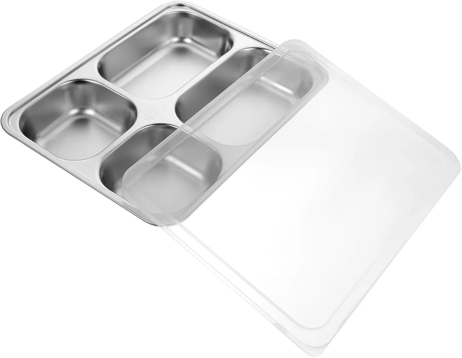No Harm Stainless Steel Plate 4 Sectioned Serving Platter for Picnic Camping