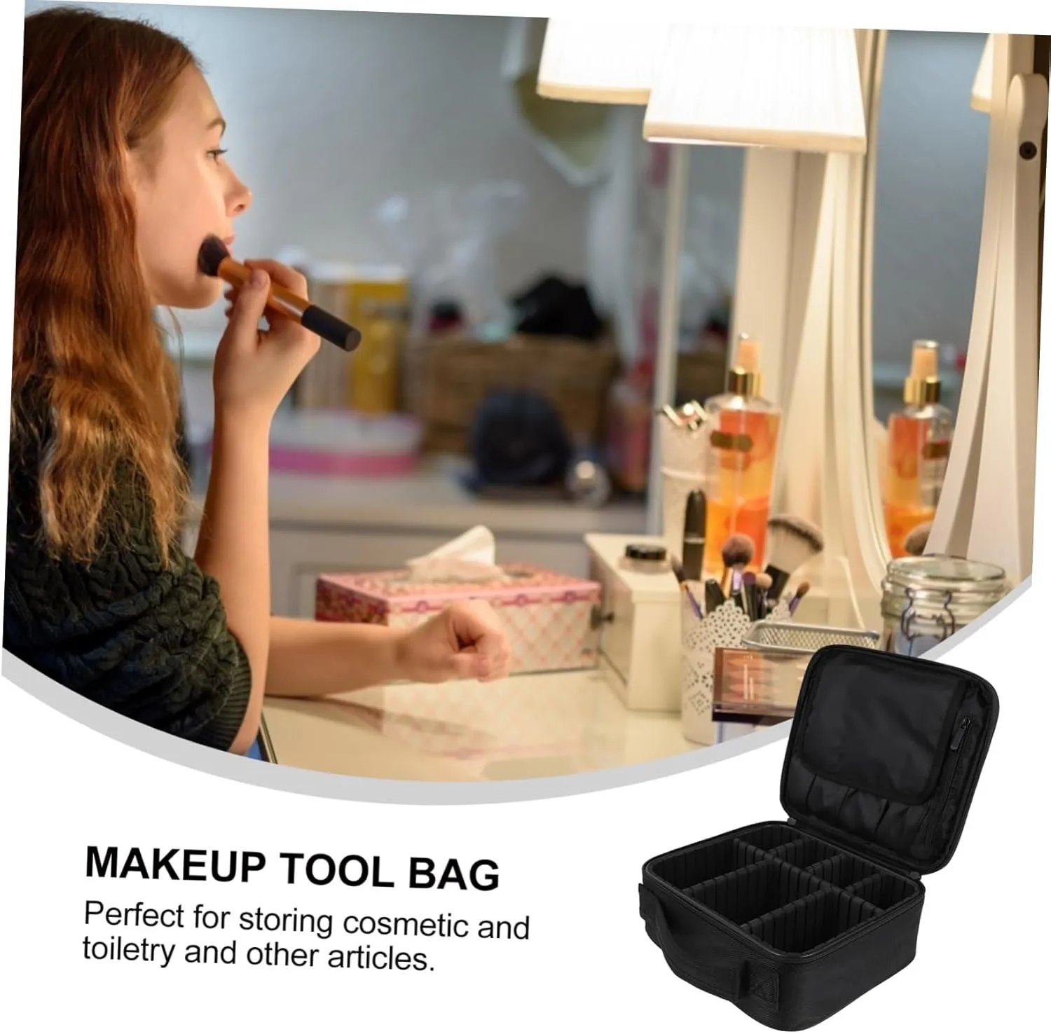 NOLITOY Elegant Makeup Case Makeup Tool Box Storage Bag Waterproof Brush Holder for Travel