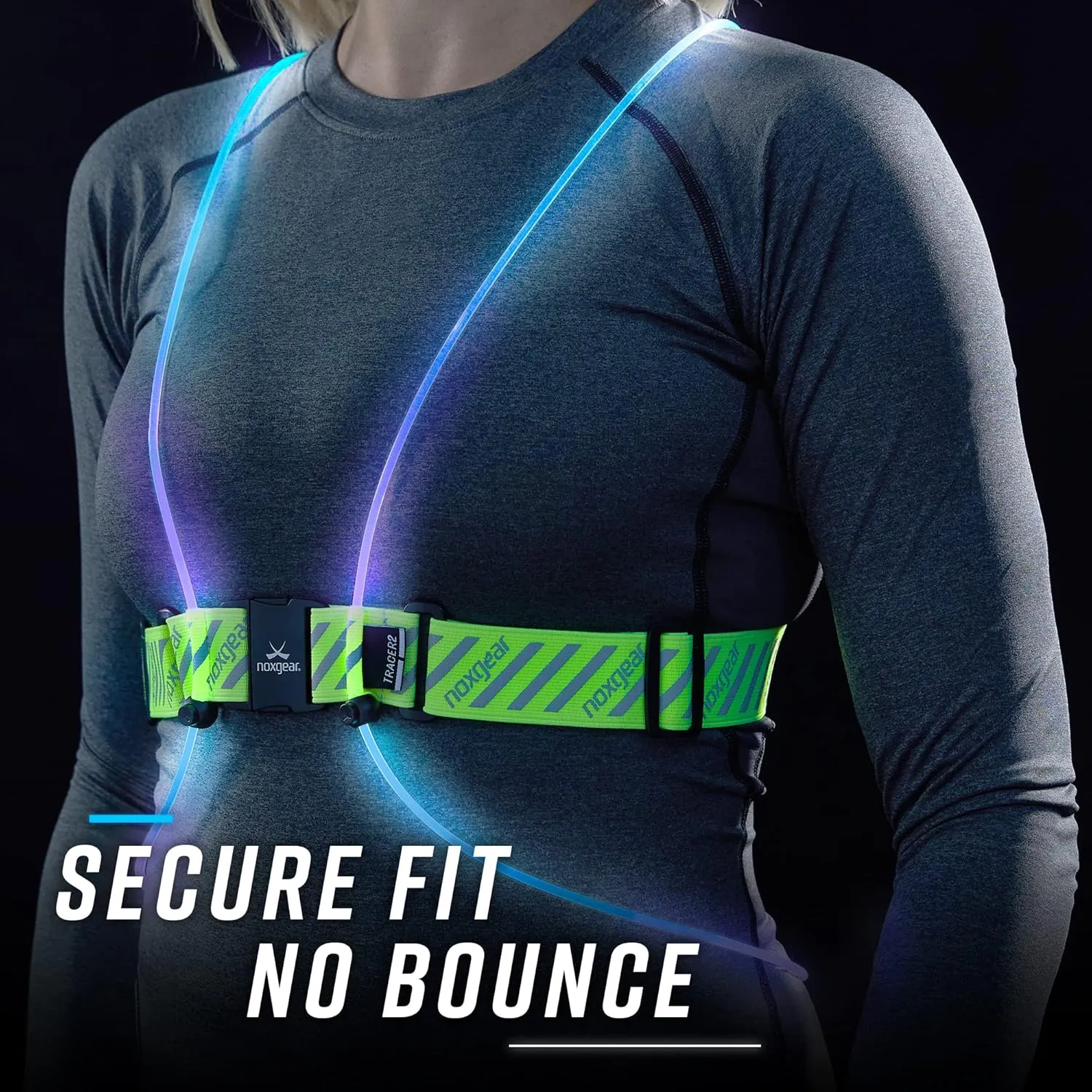noxgear Tracer2 - Multicolor Illuminated, Reflective Vest for Running or Cycling (Rechargeable, Waterproof)