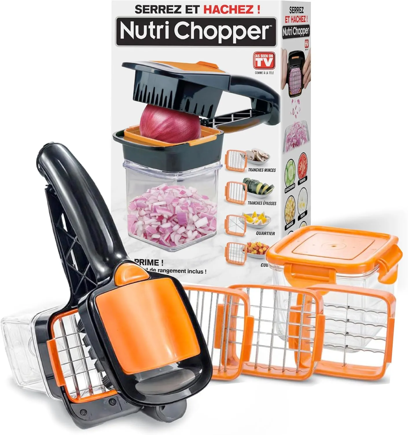 Nutrichopper Vegetable Chopper with Fresh-Keeping Container - Multi-Purpose Food Chopper, Onion Cutter, Egg Slicer, Stainless Steel Blades - Chops, Slices, Dices, Wedges for Kitchen and Vegetable Use