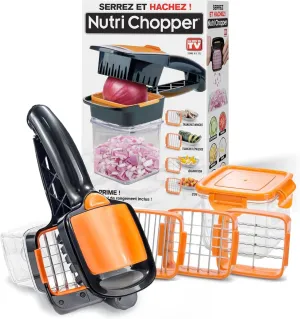 Nutrichopper Vegetable Chopper with Fresh-Keeping Container - Multi-Purpose Food Chopper, Onion Cutter, Egg Slicer, Stainless Steel Blades - Chops, Slices, Dices, Wedges for Kitchen and Vegetable Use