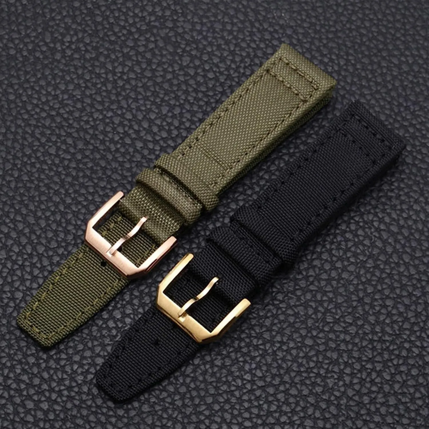 Nylon Leather Back Watch Band For IWC PILOT WATCHES PORTUGIESER Men Insurance Clasp Strap Watch Bracelet Accessories