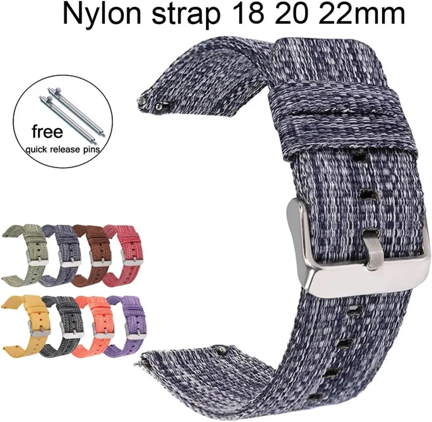 Nylon Watch Band 18mm 20mm 22mm Universal Bracelet Sports Canvas Smart Watch Strap Soft Fabric Wristbelt Quick Release