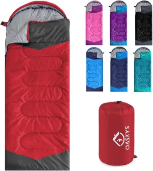oaskys Camping Sleeping Bag - 3 Season Warm & Cool Weather - Summer Spring Fall Lightweight Waterproof for Adults Kids - Camping Gear Equipment, Traveling, and Outdoors