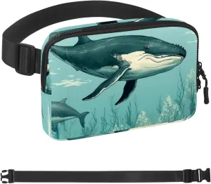 Ocean Whales-950 Belt Bag for Men and Women Fanny Pack,Belt Bag with Adjustable Strap,Fashion Crossbody Everywhere Belt Bag for Travel Outdoors Running Hiking, 1.5x9.0x5.9in/4x23x15cm