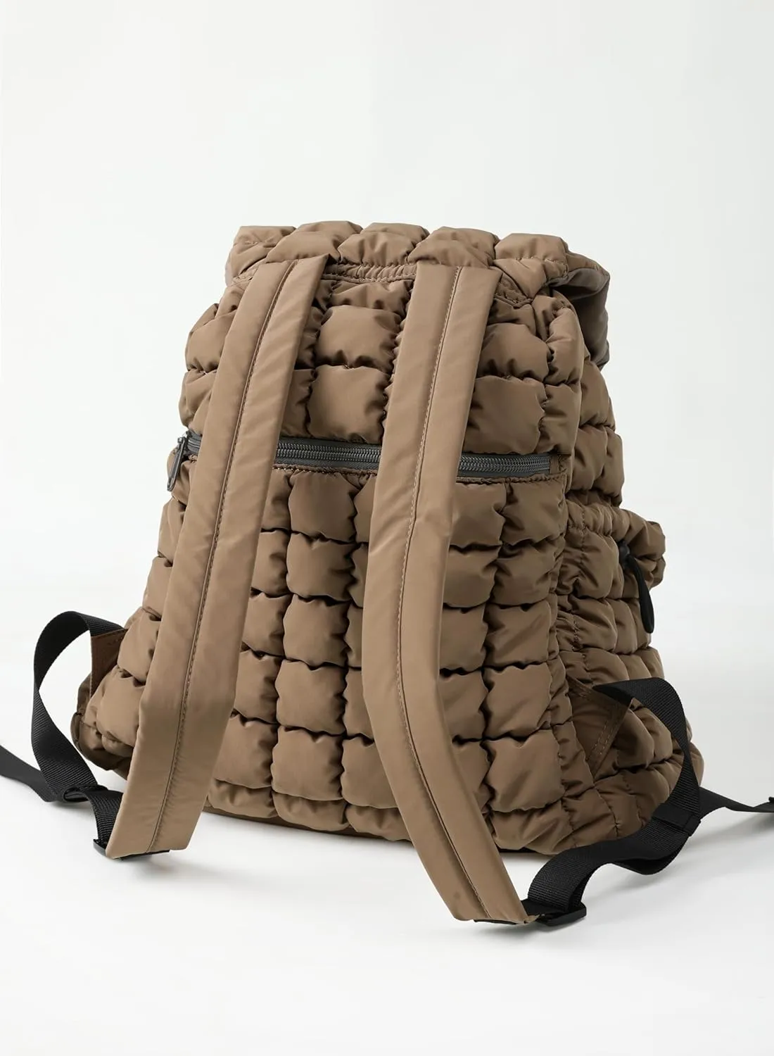 ODODOS Quilted Backpack for Women Lightweight Puffer Hiker Pack Drawstring Padding Travel Gym Bag, Khaki Brown