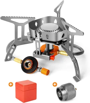 Odoland Bundle - 2 Items 3500W Windproof Camp Stove and Portable 2 Burner Camping Stove