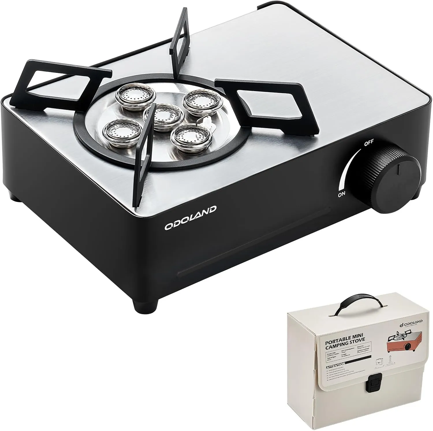 Odoland Portable Camping Stove 2200W Camp Stove Lightweight Butane Gas Stove for Camping Cooking Outdoor Backpacking and Picnic (Black)