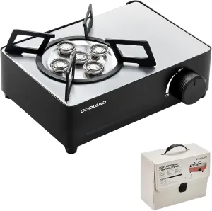 Odoland Portable Camping Stove 2200W Camp Stove Lightweight Butane Gas Stove for Camping Cooking Outdoor Backpacking and Picnic (Black)