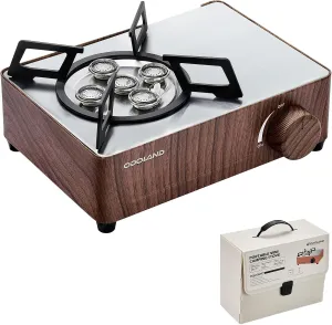 Odoland Portable Camping Stove 2200W Camp Stove Lightweight Butane Gas Stove for Camping Cooking Outdoor Backpacking and Picnic (Brown)