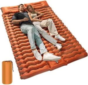 OGERY Double Sleeping Pad, 4" Extra-Thick Camping Sleeping Pad with Pillow and Built-in Foot Pump, Self Inflating Air Mattress Mat for Camping Backpacking Hiking Traveling Tent