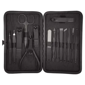 okbool 15Pcs Black Nail Clippers Set Pedicure Kit Stainless Steel Nail Clipper,Professional Nail Scissors Grooming Kit Manicure Includes Cuticle Remover Tools With Portable Travel Case
