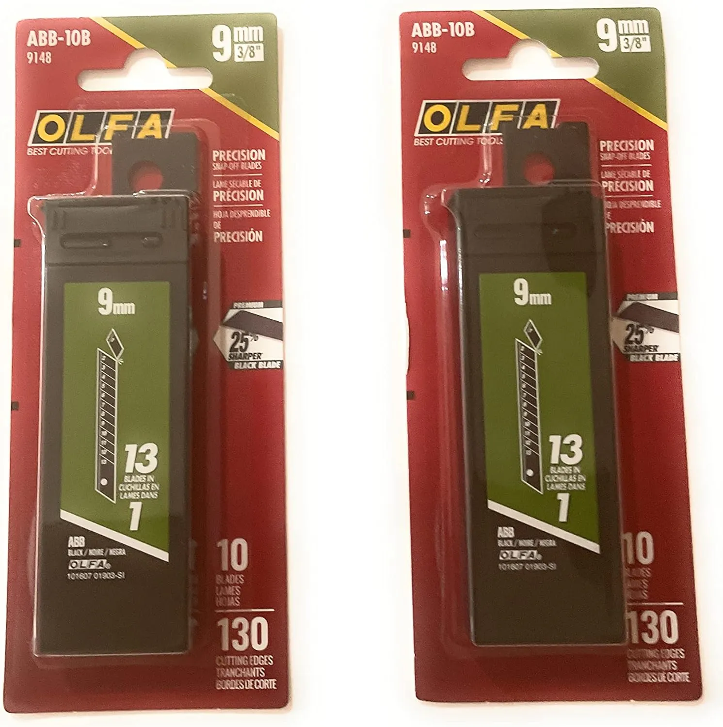 OLFA 9148 ABB-10B 9mm UltraSharp Black Snap-off Blade, 10-Pack (2 Pack)