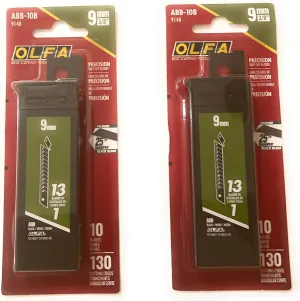 OLFA 9148 ABB-10B 9mm UltraSharp Black Snap-off Blade, 10-Pack (2 Pack)