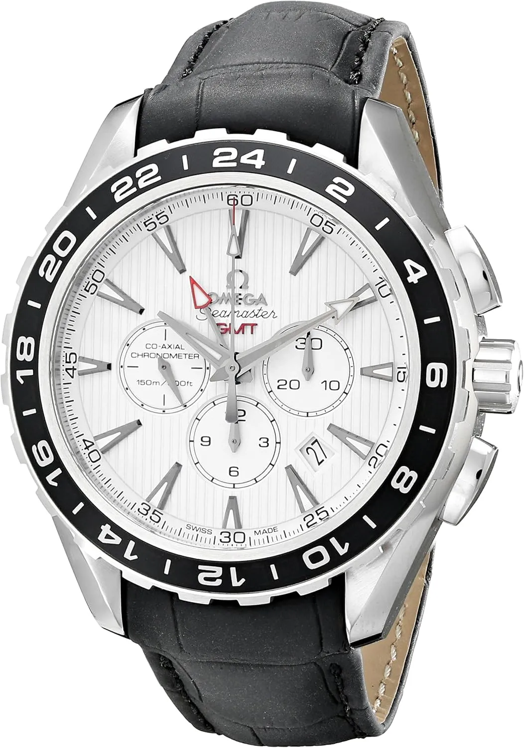 Omega Men's 231.13.44.52.04.001 Aqua Terra Automatic Stainless Steel Watch with Black Leather Band