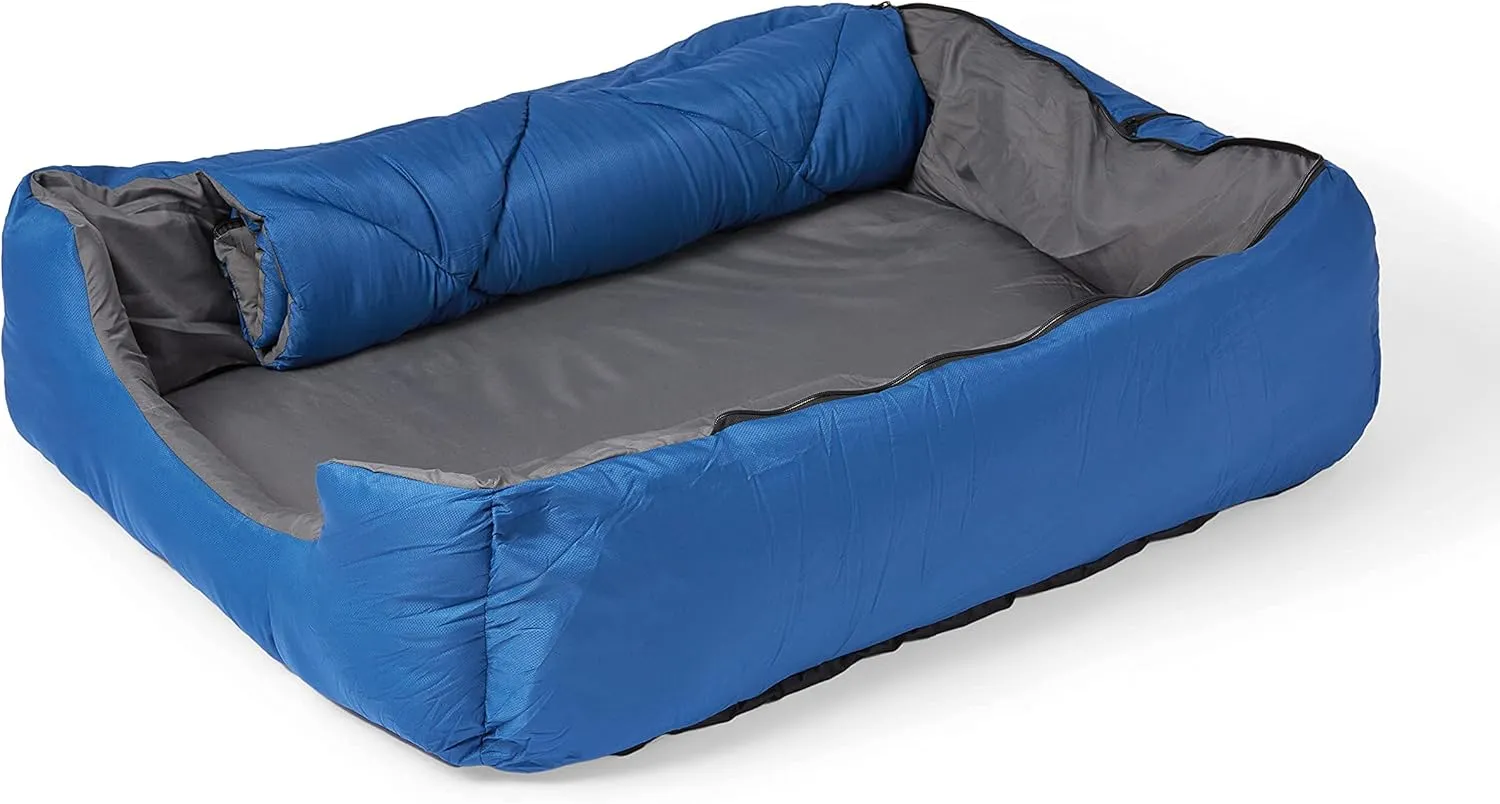 OmniCore Designs Pet Sleeping Bag (LG/Blue) with Zippered Cover for Travel, Camping, Hiking | Good for Small and Large Pets | Use as Pet Beds, Mats or Blanket
