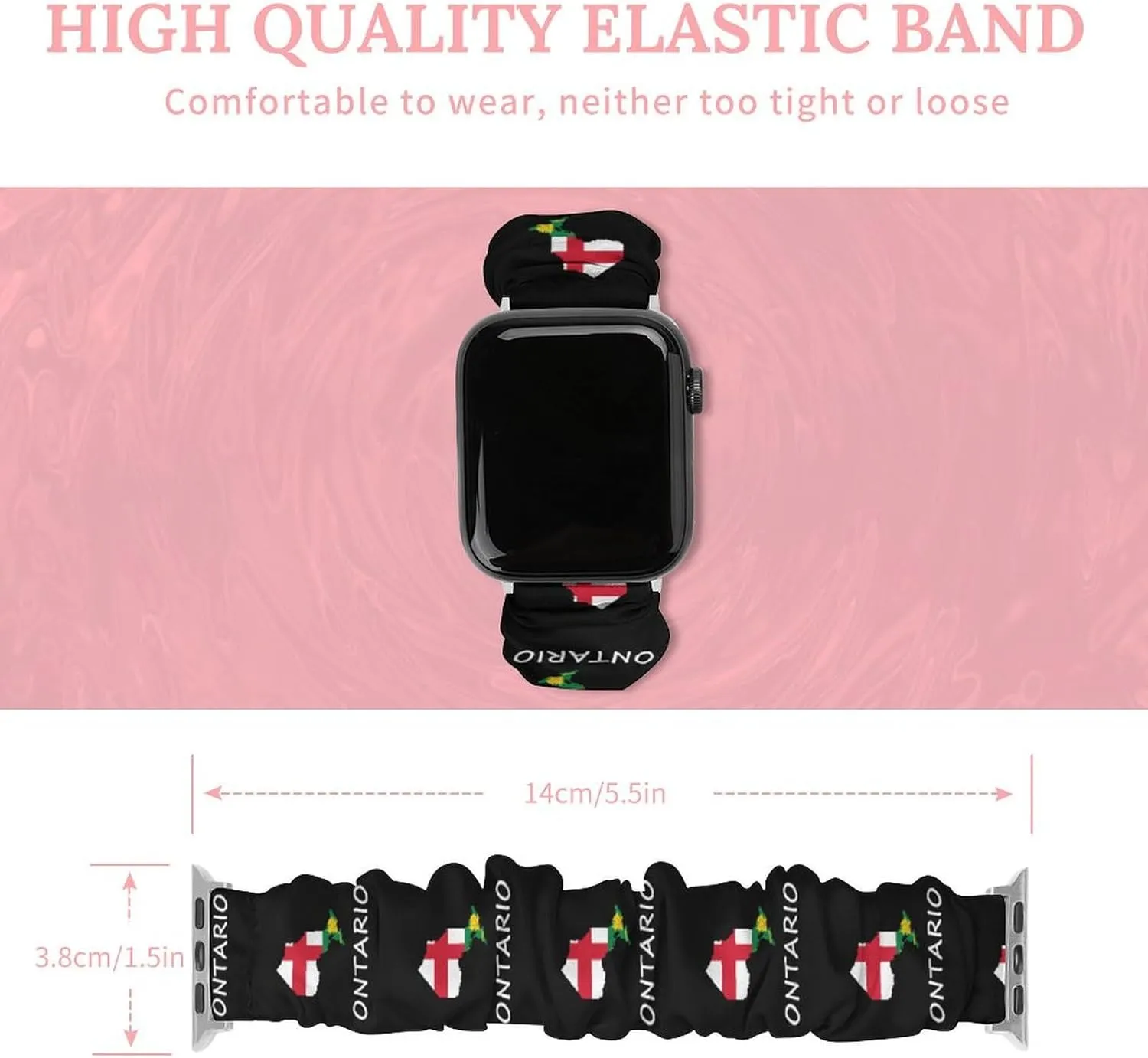Ontario Flag Canada Canadian Fashion Watch Strap Scrunchies Wristbands Compatible With IWatch Series