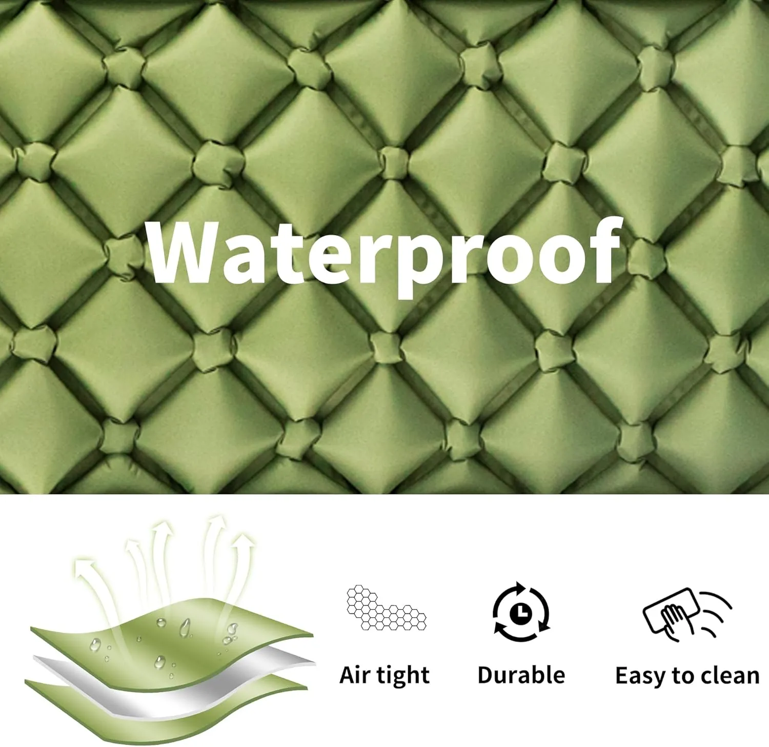ONTYZZ Ultralight Inflatable Sleeping Pad with Built-in Foot Pump, Upgraded Durable Compact Camping Air Pad for Hiking Traveling, Green