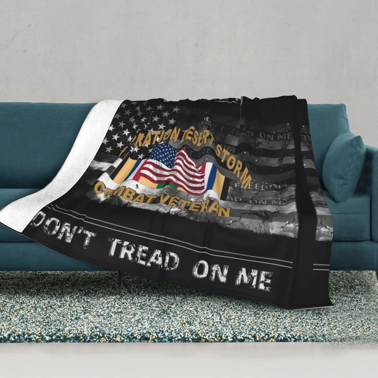 Operation Desert Storm Combat Veteran Throw Blanket for Couch Sofa Or Bed Throw Soft Fuzzy Plush Blanket