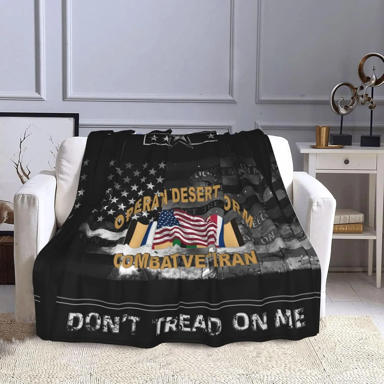 Operation Desert Storm Combat Veteran Throw Blanket for Couch Sofa Or Bed Throw Soft Fuzzy Plush Blanket