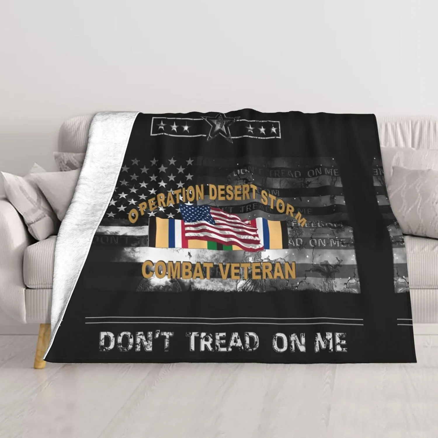 Operation Desert Storm Combat Veteran Throw Blanket for Couch Sofa Or Bed Throw Soft Fuzzy Plush Blanket