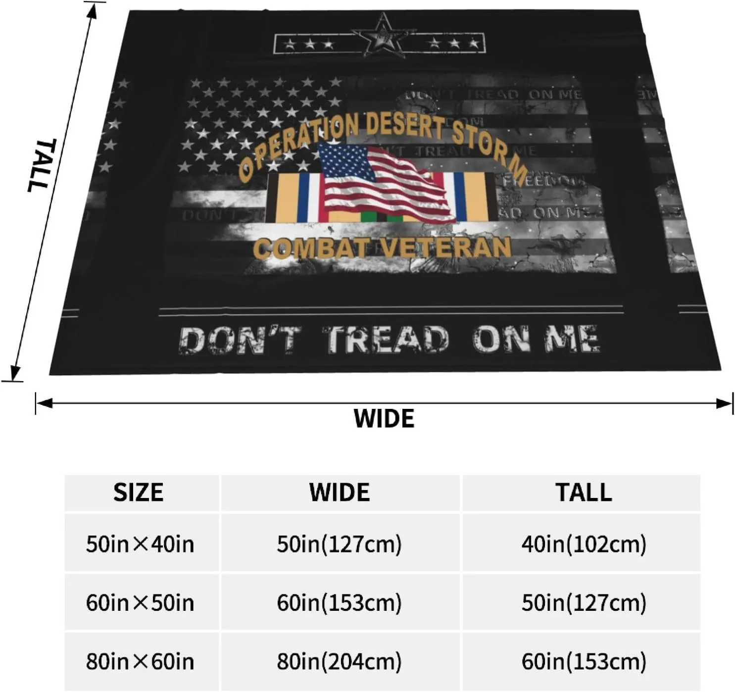 Operation Desert Storm Combat Veteran Throw Blanket for Couch Sofa Or Bed Throw Soft Fuzzy Plush Blanket