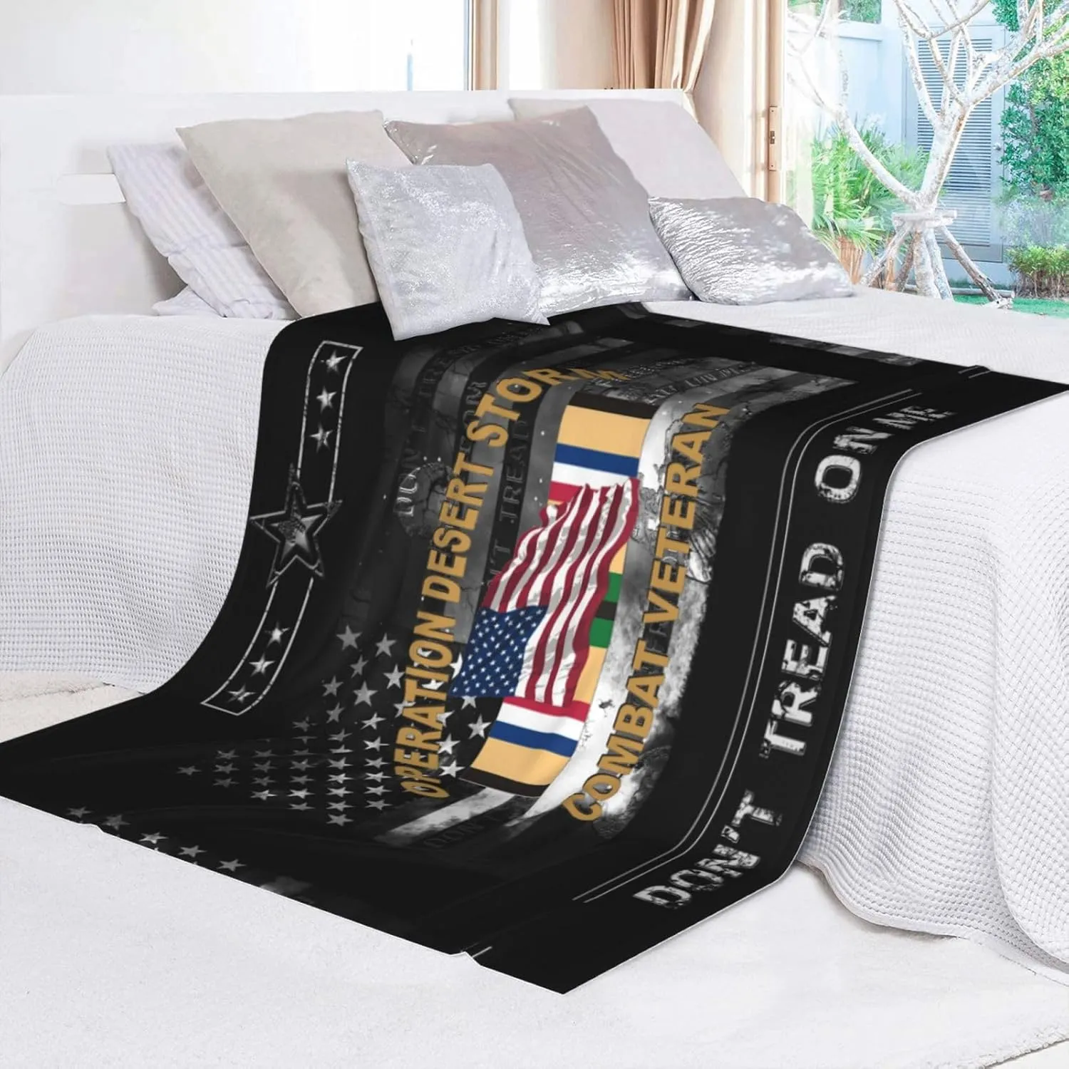 Operation Desert Storm Combat Veteran Throw Blanket for Couch Sofa Or Bed Throw Soft Fuzzy Plush Blanket