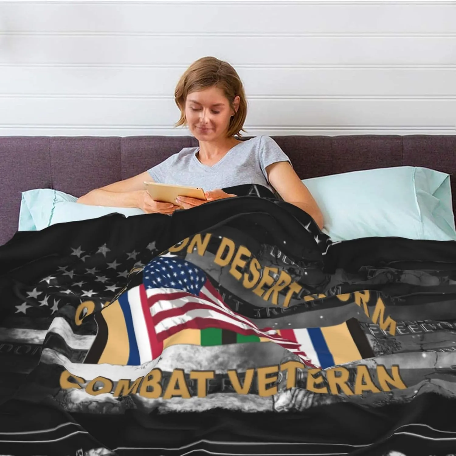 Operation Desert Storm Combat Veteran Throw Blanket for Couch Sofa Or Bed Throw Soft Fuzzy Plush Blanket