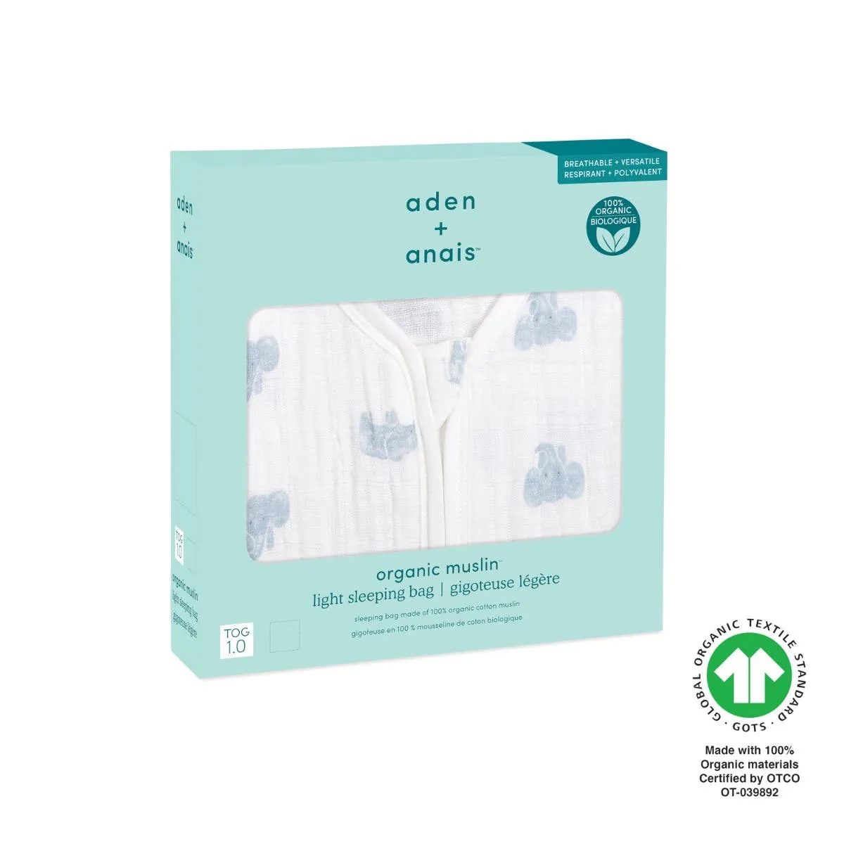 organic cotton light sleep sack TOG 1.0