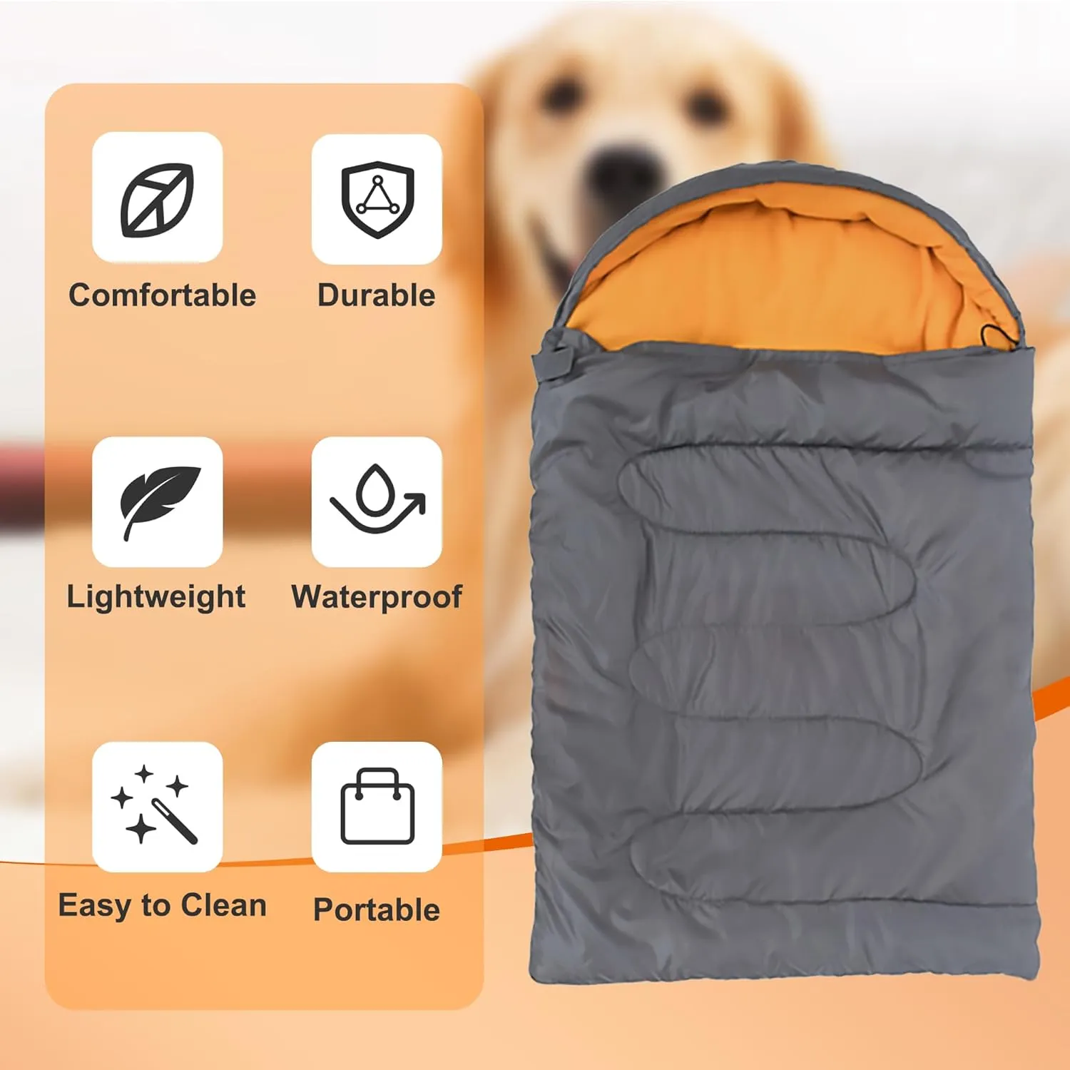 OROOTL Dog Sleeping Bag with Storage Bag, Portable Waterproof Warm Bed for Pets Traveling Camping Hiking Backpacking Puppy Sleeping Bag Indoor Outdoor Cold Weather Pet Gear
