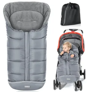 Orzbow Universal Footmuff for Stroller, Winter Warm Baby Stroller Bunting Bag, Waterproof Windproof Warm Polar Fleece Lined for Toddler Stroller Sleeping Bag, Grey