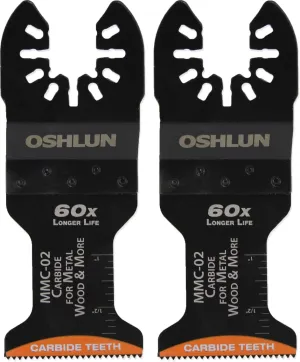 Oshlun MMC-0202 1-3/8-Inch Carbide Oscillating Tool Blade with Quick-Fit Arbor for Standard and Quick Change Tools, 2-Pack