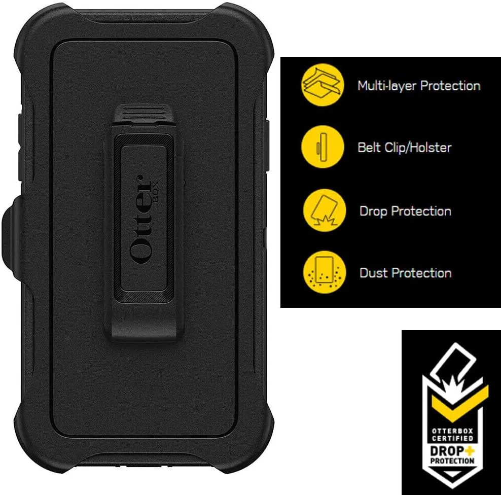OtterBox iPhone 11 Defender Series Case - Black, Rugged & Durable, with Port Protection, Includes Holster Clip Kickstand