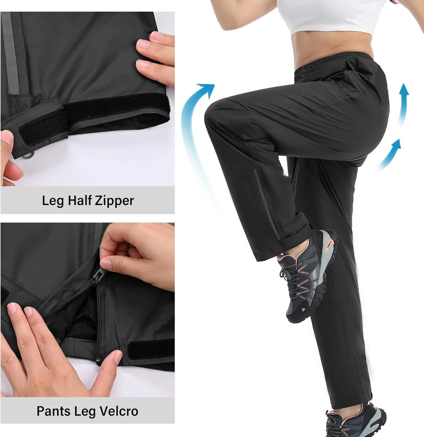 Ourcan Rain Pants Women Waterproof Pants Lightweight Breathable Hiking Cycling Outdoor with Pocket