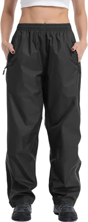 Ourcan Rain Pants Women Waterproof Pants Lightweight Breathable Hiking Cycling Outdoor with Pocket