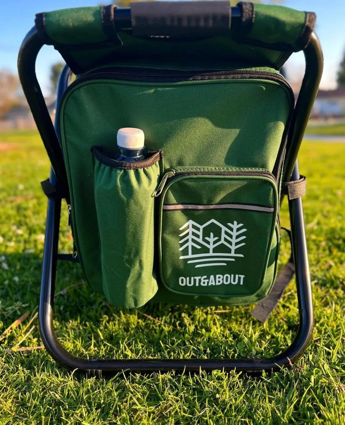 OUT&ABOUT 3-in-1 Backpack Stool Cooler Chair, 400 LBS Max Load, Portable Folding Fishing Cooler Stool