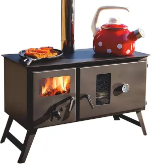Outdoor Camping Stove Camp Tent Stove, Tent Wood Stove,hunting lodge Burning stove, cooking plow with Oven cooking partition,for Tent, Shelter, Camping Heating and Cooking