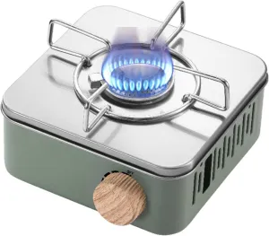 Outdoor Camping Stove, Portable Butane Stove, Stainless Steel Gas Valve Propane Burner Stove for Camping,BBQ,Picnics Hiking,Backpacking,Home Outdoor Cooking Equipment (White)(Green)