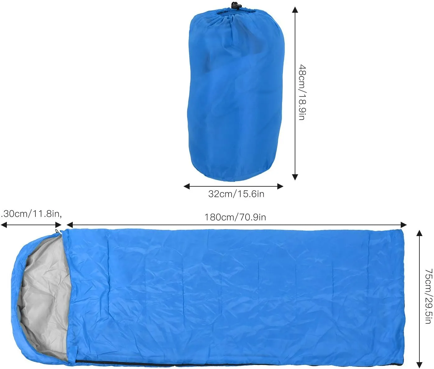 Outdoor Envelope Sleeping Bag Waterproof Camping Hiking Backpacking Hood Warmth Retention Strong for Mountaineering