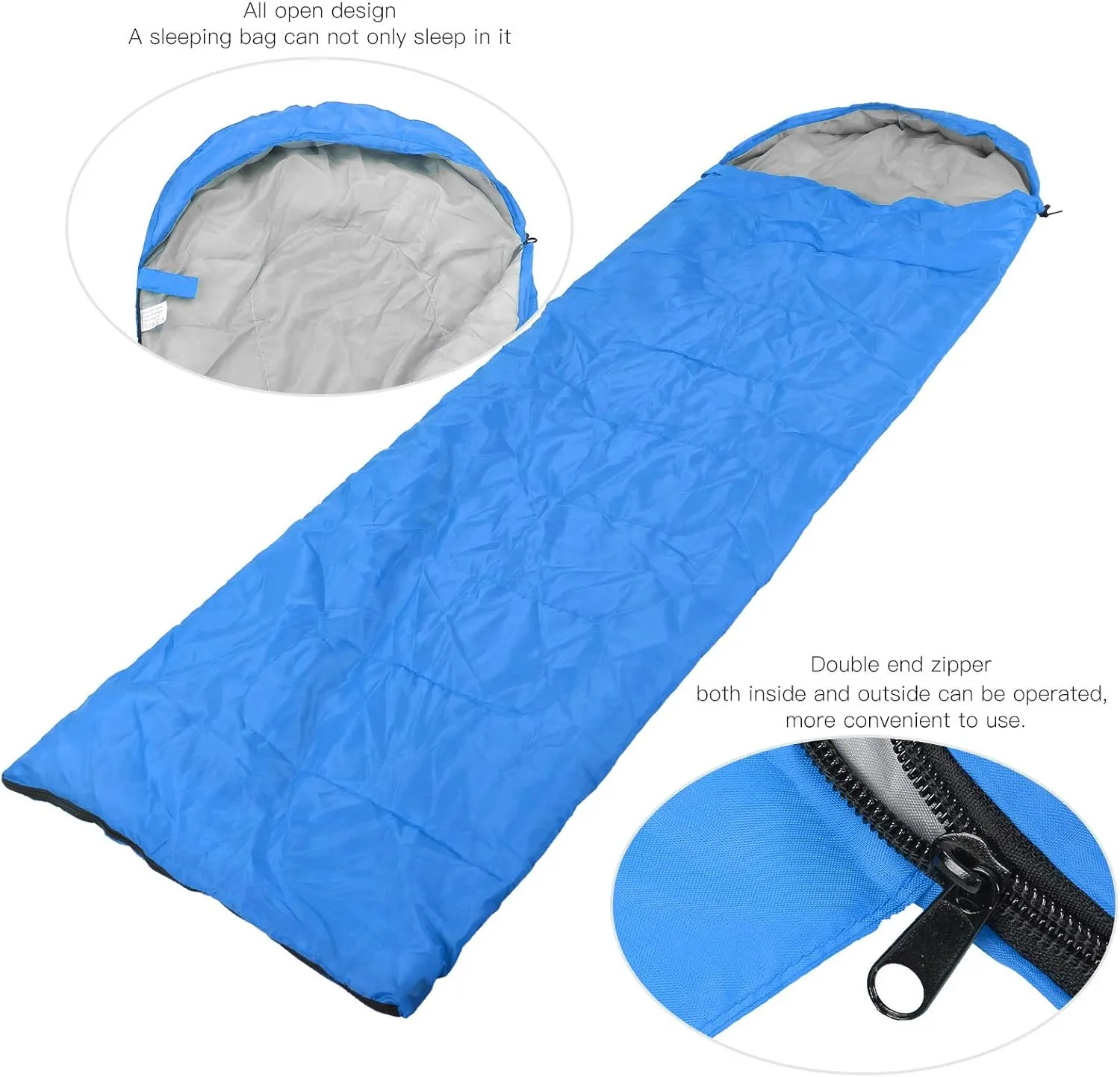 Outdoor Envelope Sleeping Bag Waterproof Camping Hiking Backpacking Hood Warmth Retention Strong for Mountaineering