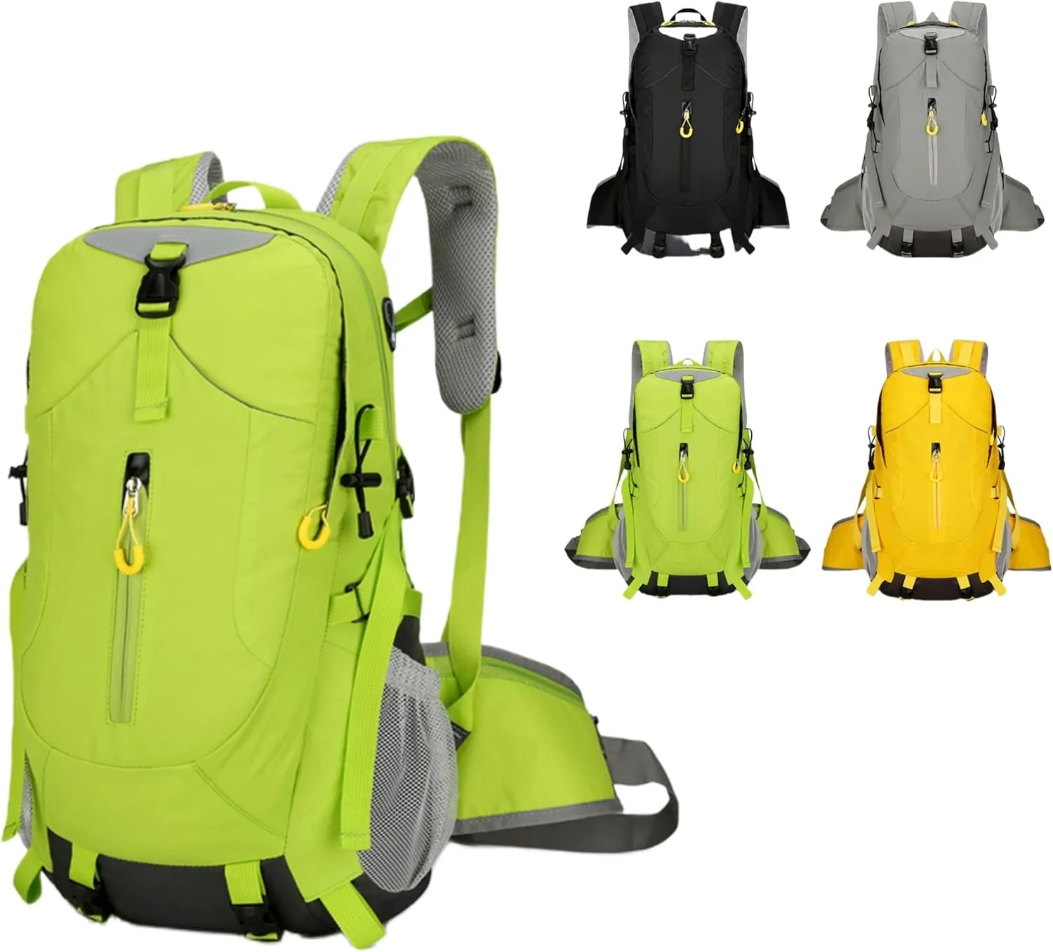 Outdoor Hiking Backpack, Large Capacity Waterproof Travel Bag for Men, Breathable Design with Reflective Strips (green)