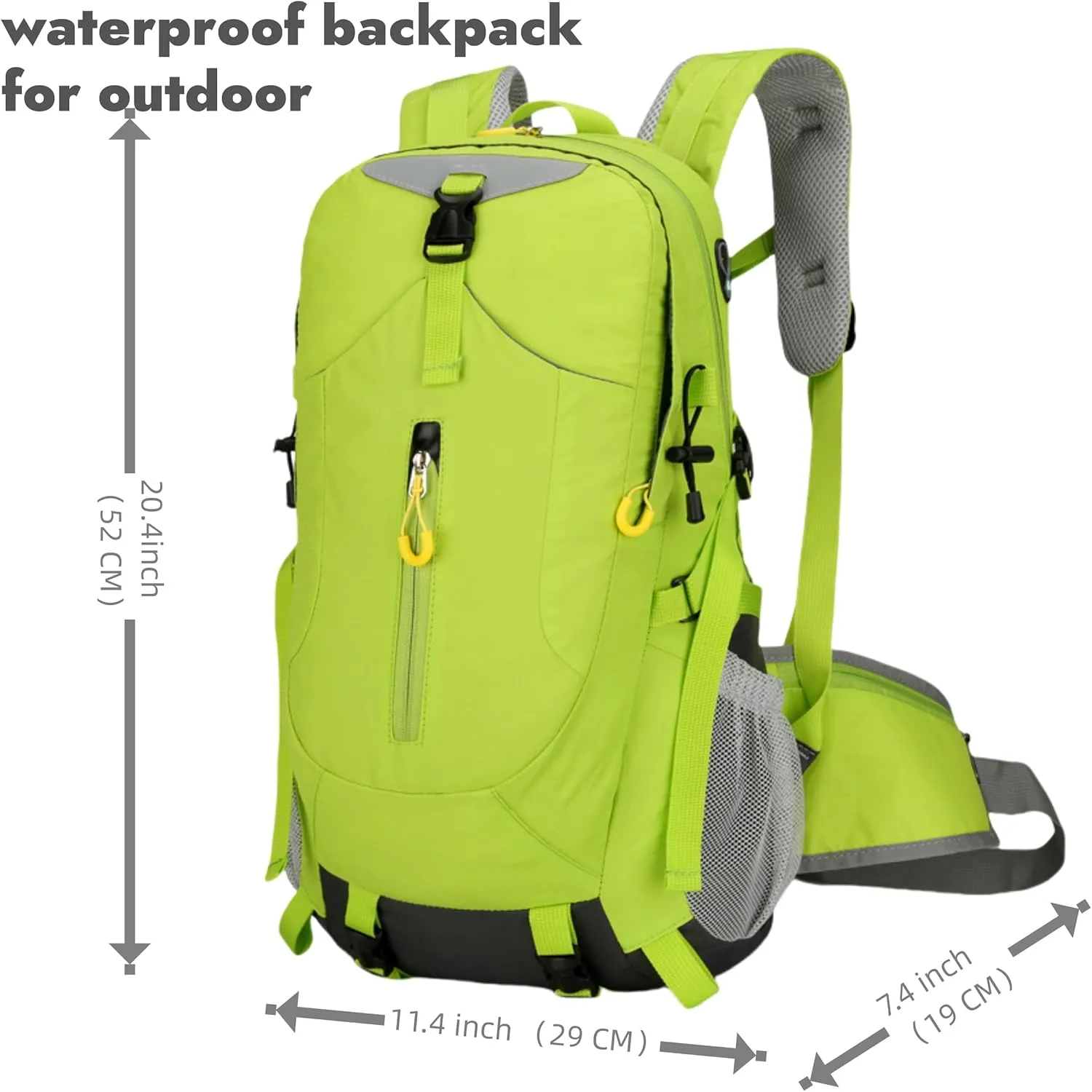 Outdoor Hiking Backpack, Large Capacity Waterproof Travel Bag for Men, Breathable Design with Reflective Strips (green)