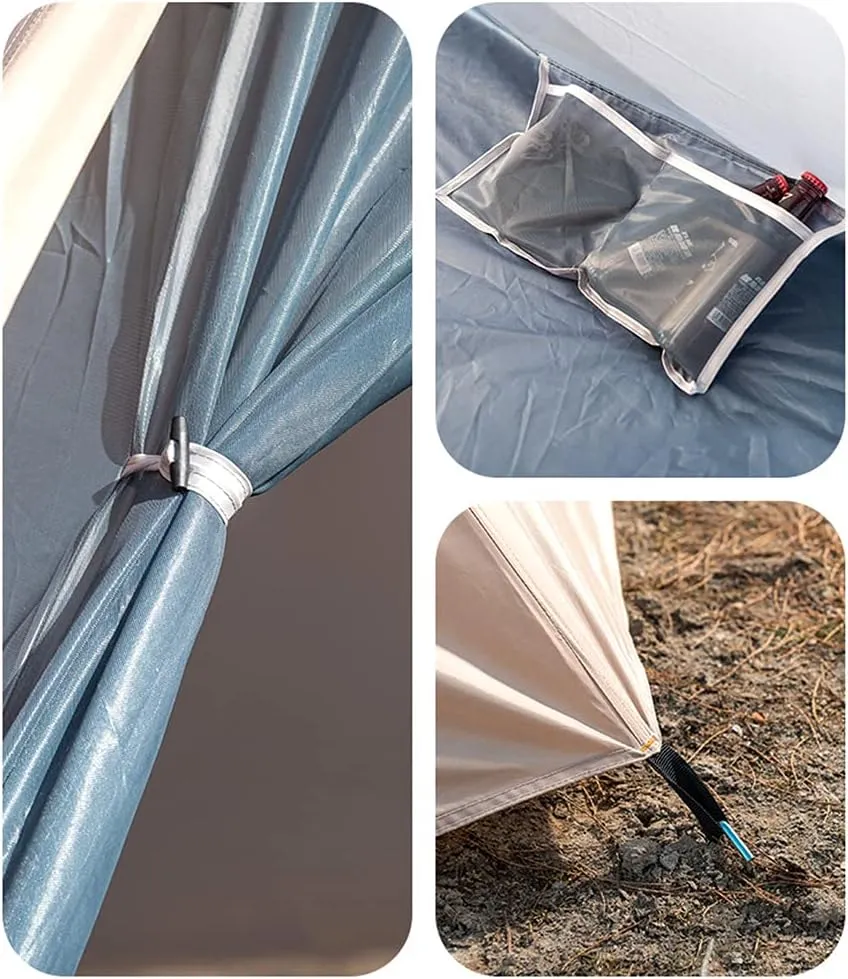 Outdoor Indian Tent Ultralight Teepee Tent Family Pyramid Tent for Backpacking, Camping, Hiking, Bushcraft, Travel, Winter Camping (Khaki 460X460X300CM) (White 340X290X200CM)