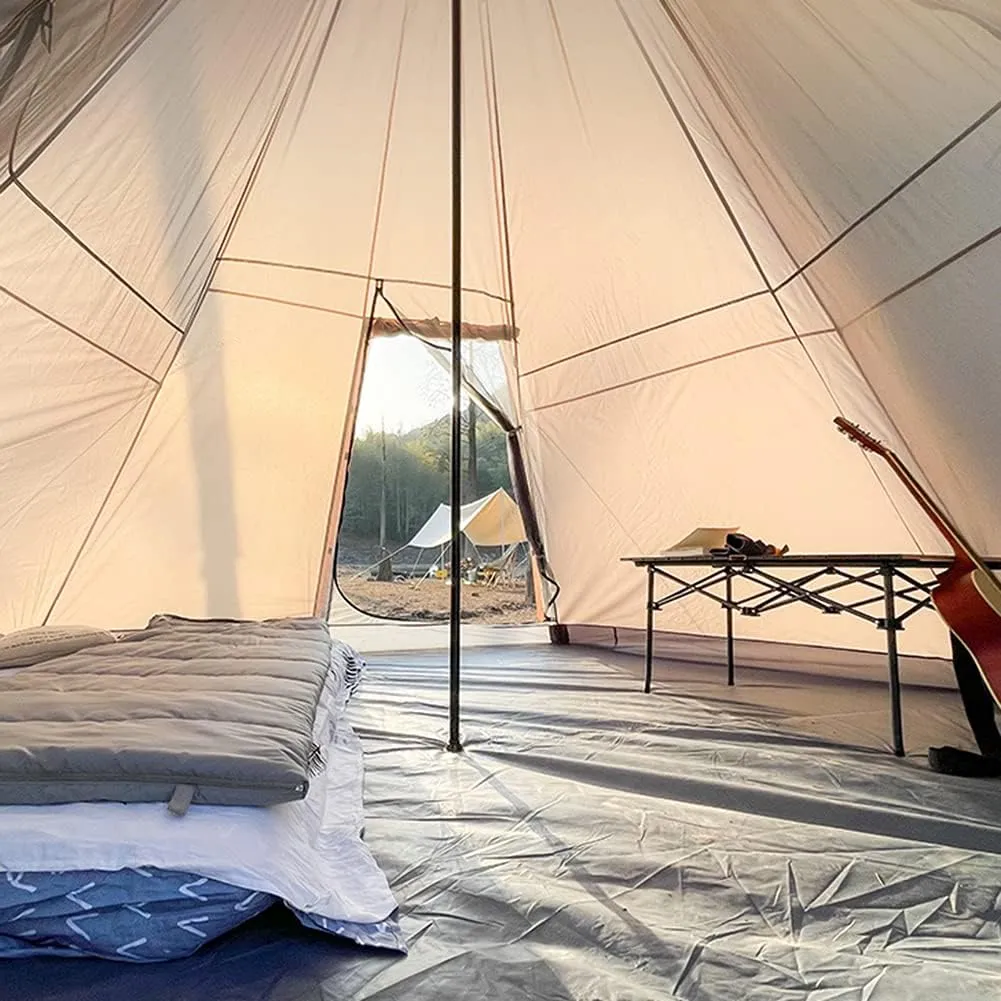 Outdoor Indian Tent Ultralight Teepee Tent Family Pyramid Tent for Backpacking, Camping, Hiking, Bushcraft, Travel, Winter Camping (Khaki 460X460X300CM) (White 340X290X200CM)
