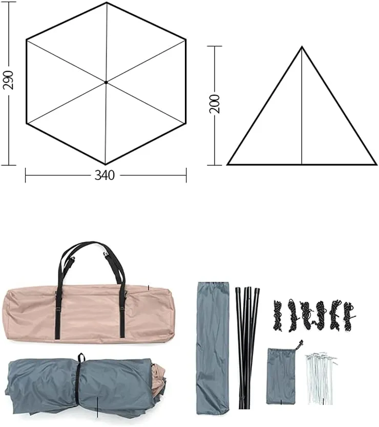 Outdoor Indian Tent Ultralight Teepee Tent Family Pyramid Tent for Backpacking, Camping, Hiking, Bushcraft, Travel, Winter Camping (Khaki 460X460X300CM) (White 340X290X200CM)