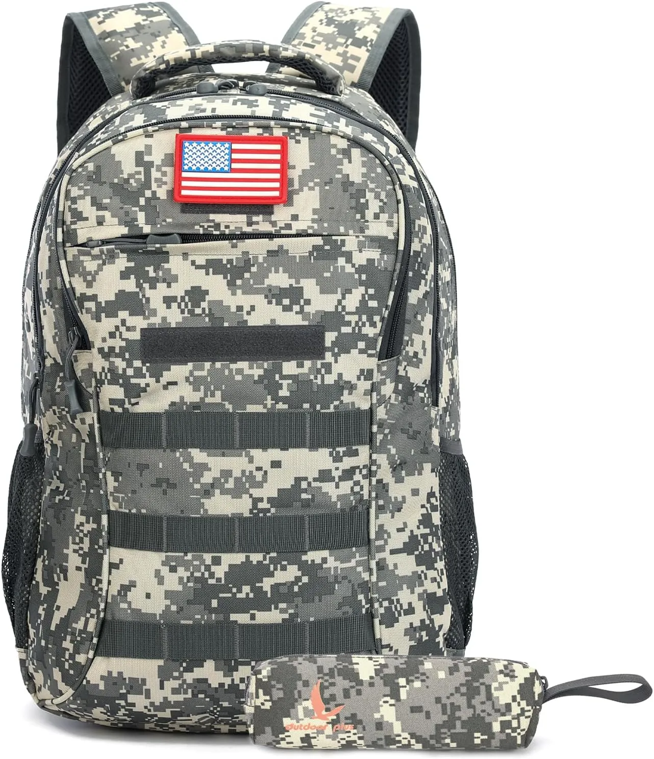 outdoor plus Camo Backpack for Boys,Military Teen Backpack with USB Port, Army Bookbag for School